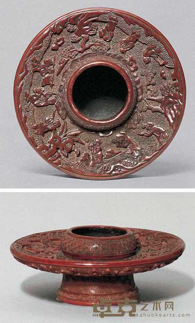 16世纪 剔红婴戏纹盏托 直径15.5cm